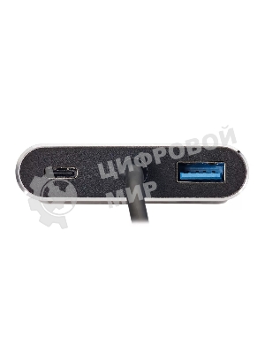 USB-концентратор USB3.1 TypeCm -->HDMI+USB3.0+PD+VGA Alum Grey 4K@30Hz, Telecom TUC055