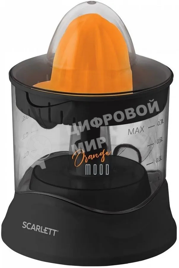 Соковыжималка Scarlett SC-JE50C09 черный/оранжевый, цитрусовая, 25 Вт, 700 мл, механическое