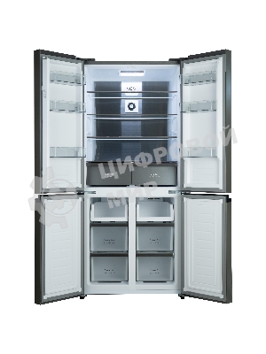 Холодильник Бирюса CD 496 TBG текстурированное черное стекло трехкамерный 334/162л морозилка снизу, NoFrost, Side by Side