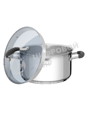 Кастрюля Maunfeld LAURA MCS56S08GR из нержавеющей стали со стеклянной крышкой, 24 см, 5,6 л.