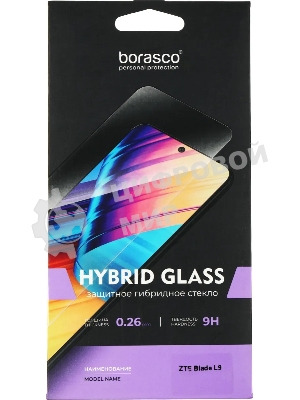 Защитное стекло для экрана BoraSCO Hybrid Glass для ZTE Blade L9 антиблик, 60 х 130 мм, 2.5D, прозрачный