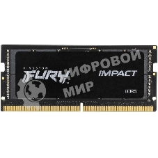 Оперативная память Kingston Fury Impact, DDR5, 16Gb (1x16Gb), 6400MHz, CL38, ECC, SO-DIMM, с радиатором, черный