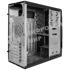 Компьютерный корпус Miditower ExeGate CP-604-UNS350 (ATX, БП UNS350 с вент. 12см, 2*USB, аудио, черный)