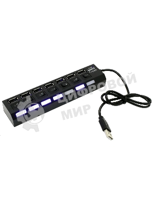 USB-концентратор USB 5bites HB27-203PBK 7*USB2.0 / БП 5В-2А / 1M / черный