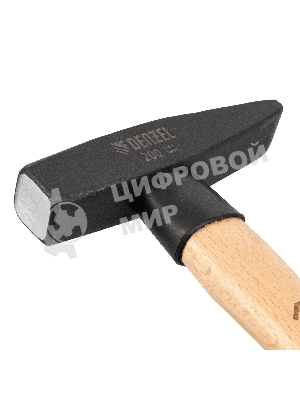 Молоток слесарный Denzel 200 г, кованый квадратный боек, буковая рукоятка