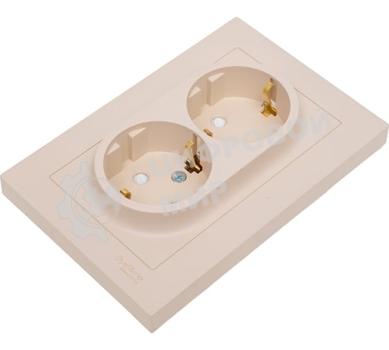 Розетка 2-м. SE ATN001226 AtlasDesign 16А с заземл. со шторками в сборе песочн.