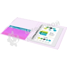 Папка с металлическим пружинным скоросшивателем Бюрократ Double Neon DNE07PPINK A4, пластик, 0.7мм корешок 27мм, карман продольный внутренний, розовый