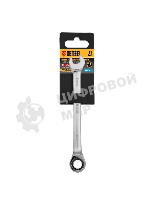 Ключ комбинированный Denzel, с трещеткой, 11 мм