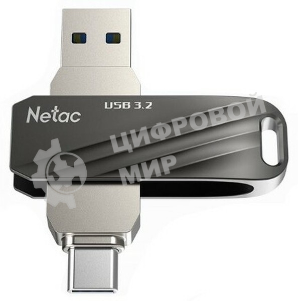 Флешка USB Netac US11 черный 64Gb USB Type-A + USB Type-C, metal/plastic case