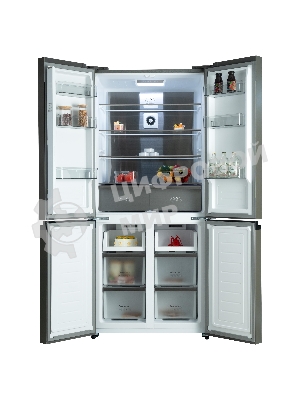 Холодильник Бирюса CD 496 TBG текстурированное черное стекло трехкамерный 334/162л морозилка снизу, NoFrost, Side by Side