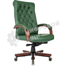 Кресло Бюрократ T-9928Walnut зеленый, кожа