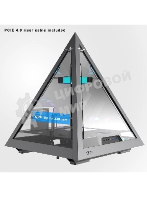 Компьютерный корпус Azza Pyramid L черный/серебристый без БП ATX 6x120мм 2xUSB3.0 audio bott PSU