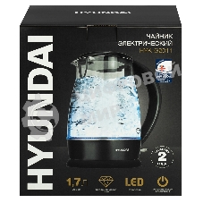 Чайник электрический Hyundai HYK-G2011 1.7 л, 2200 Вт, черный (корпус: стекло)