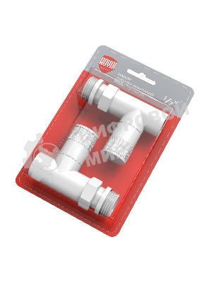 Набор дизайн-вентилей Royal Thermo PIANO, прямой (белый) 1/2