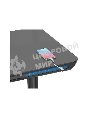 Стол компьютерный Cactus CS-EGD-BK-LED столешница закаленное стекло, черный, каркас черный