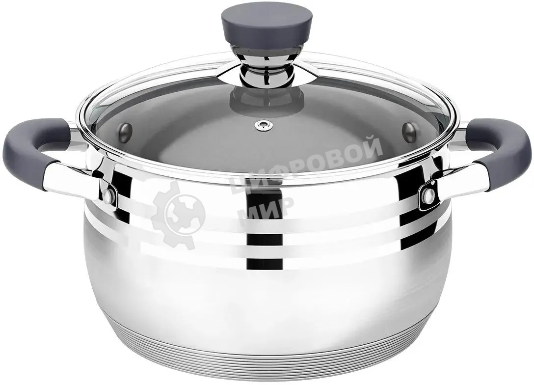 Кастрюля Lara LR02-474 Mercury 6,5 л, 24 см, нержавеющая сталь, с крышкой