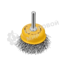 Щетка для дрели Denzel 50 мм, чашка, со шпилькой, нержавеющая витая проволока