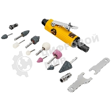 Пневмошлифмашина прямая Denzel PGS25000, 25000 об/мин, 10 шлиф. камней, цанга - 3, 6 мм, 113 л/мин