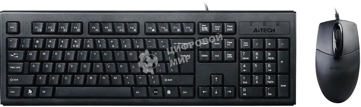Комплект клавиатура+мышь A4Tech KRS-8372 проводной, USB, 1200 DPI, чёрный