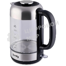 Чайник электрический Domfy DSM-EK401 1.8л. 2200Вт черный/прозрачный (корпус: стекло)