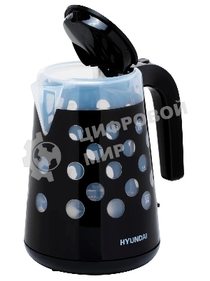 Чайник электрический Hyundai HYK-G2012 1.7 л, 2200 Вт, черный/прозрачный (корпус: пластик)