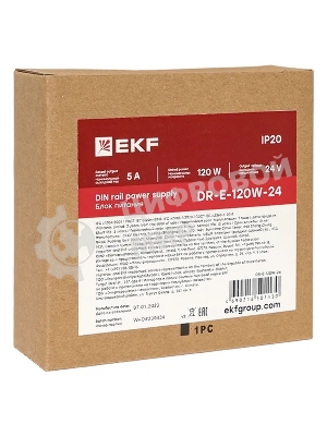 Блок питания на дин рейку EKF DR-E-120W-24 120 вт,Uвх ~ 220 В AC, Uвых - 24 В DC постоянного тока