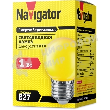 Лампа светодиодная Navigator NLL-G45-1-230-Y-E27 1 Вт шар E27 230В