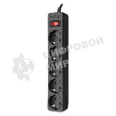 Сетевой фильтр SVEN SF-05E 5,0 м (5 розеток с защитными шторками) черный, цветная коробка