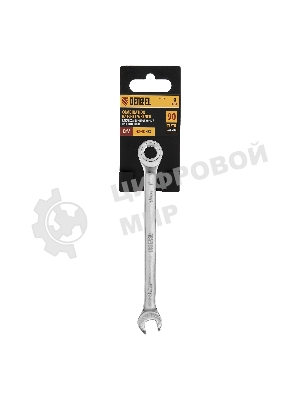 Ключ комбинированный трещоточный Denzel 9 мм, CrV, матовый хром