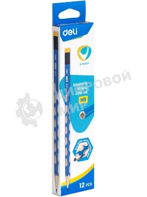 Карандаш чернографитный Deli EC016-HB U-Touch HB шестигранный синий (12шт) ластик