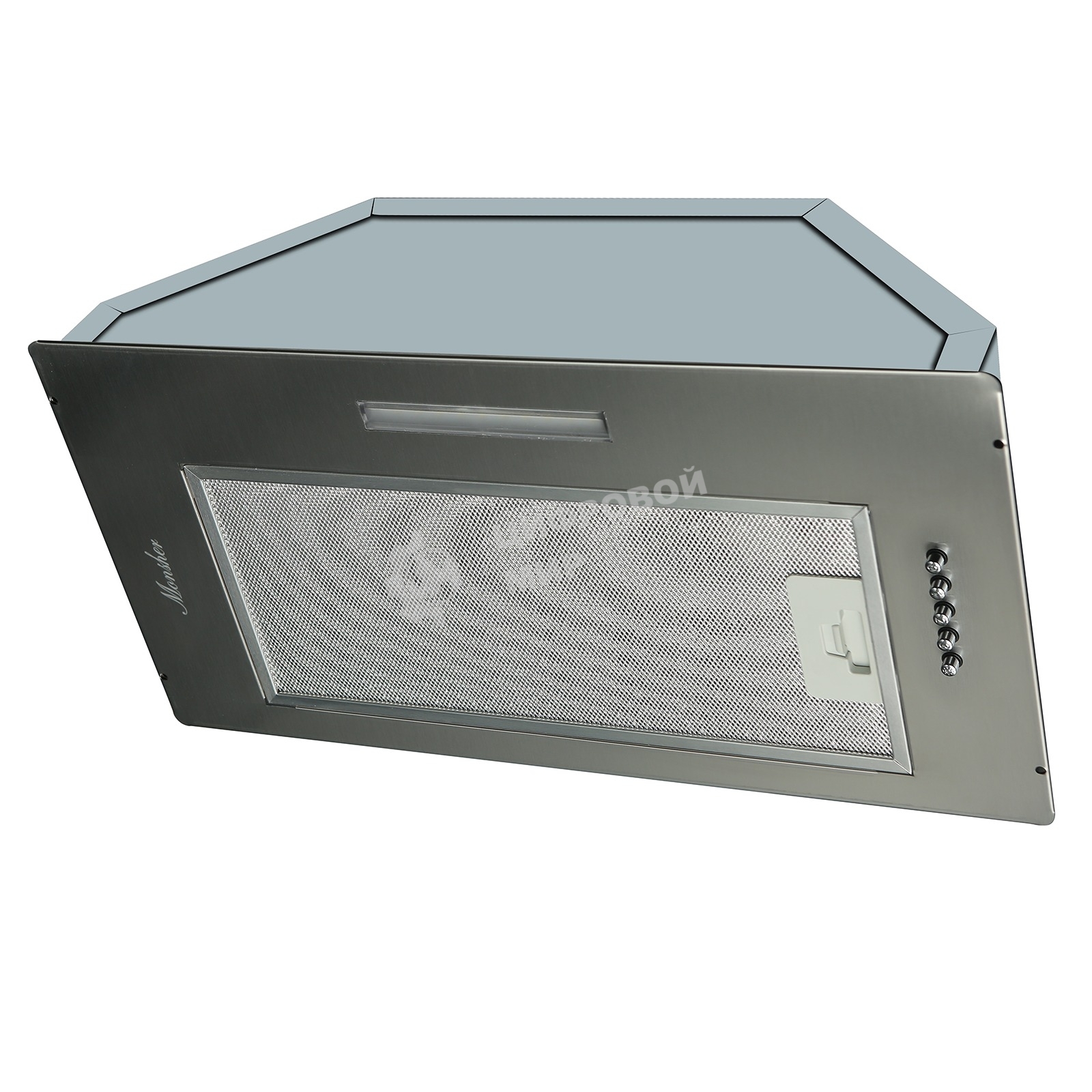 Встраиваемая вытяжка MONSHER ANGERS 60 Acier, ширина 60 см, отвод/рециркуляция, 500 м3/час, механическое кнопочное управление, 3 скорости, светодиодное освещение 1х5 Вт, металлические жироулавливающие фильтры, угольный фильтр KFY (опция), уровень шума 45 дБ, нержавеющая сталь ПРОМО