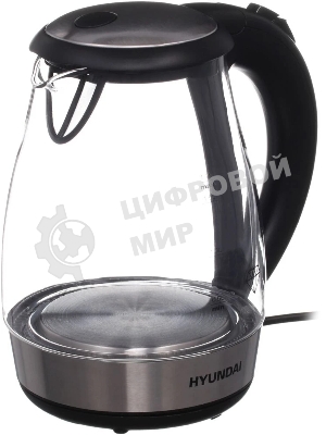 Чайник электрический Hyundai HYK-G2030 1.7 л, 2200 Вт, черный (корпус: стекло)