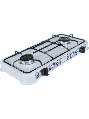 Плита настольная газовая Energy EN-002 белый, 6,4 кВт, газовая горелка, конфорки - 2, эмалированная сталь, поворотные переключатели