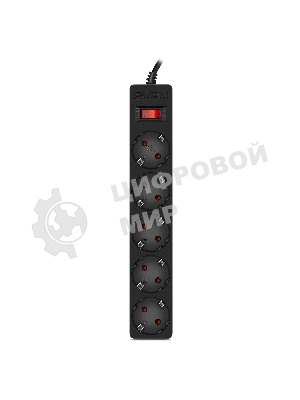 Сетевой фильтр SVEN SF-05E 5,0 м (5 розеток с защитными шторками) черный, цветная коробка