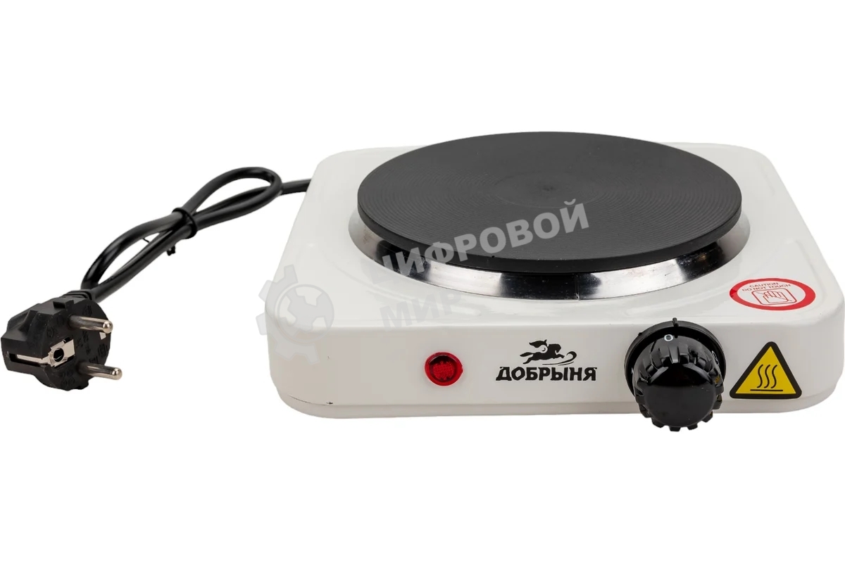 Плита настольная электрическая Добрыня DO-2206W белая, 1конф.1,0кВт,чугун