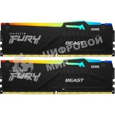 Оперативная память Kingston Fury Beast AMD, DDR5, 64Gb (2x32 Gb), 6000 MHz, CL36, радиатор, черный
