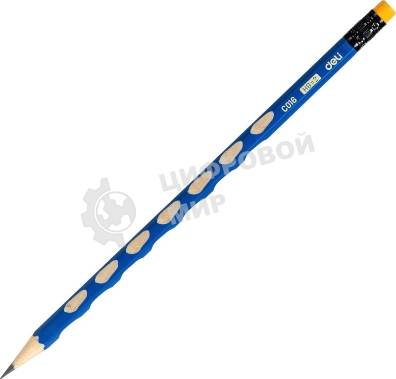 Карандаш чернографитный Deli EC016-HB U-Touch HB шестигранный синий (12шт) ластик