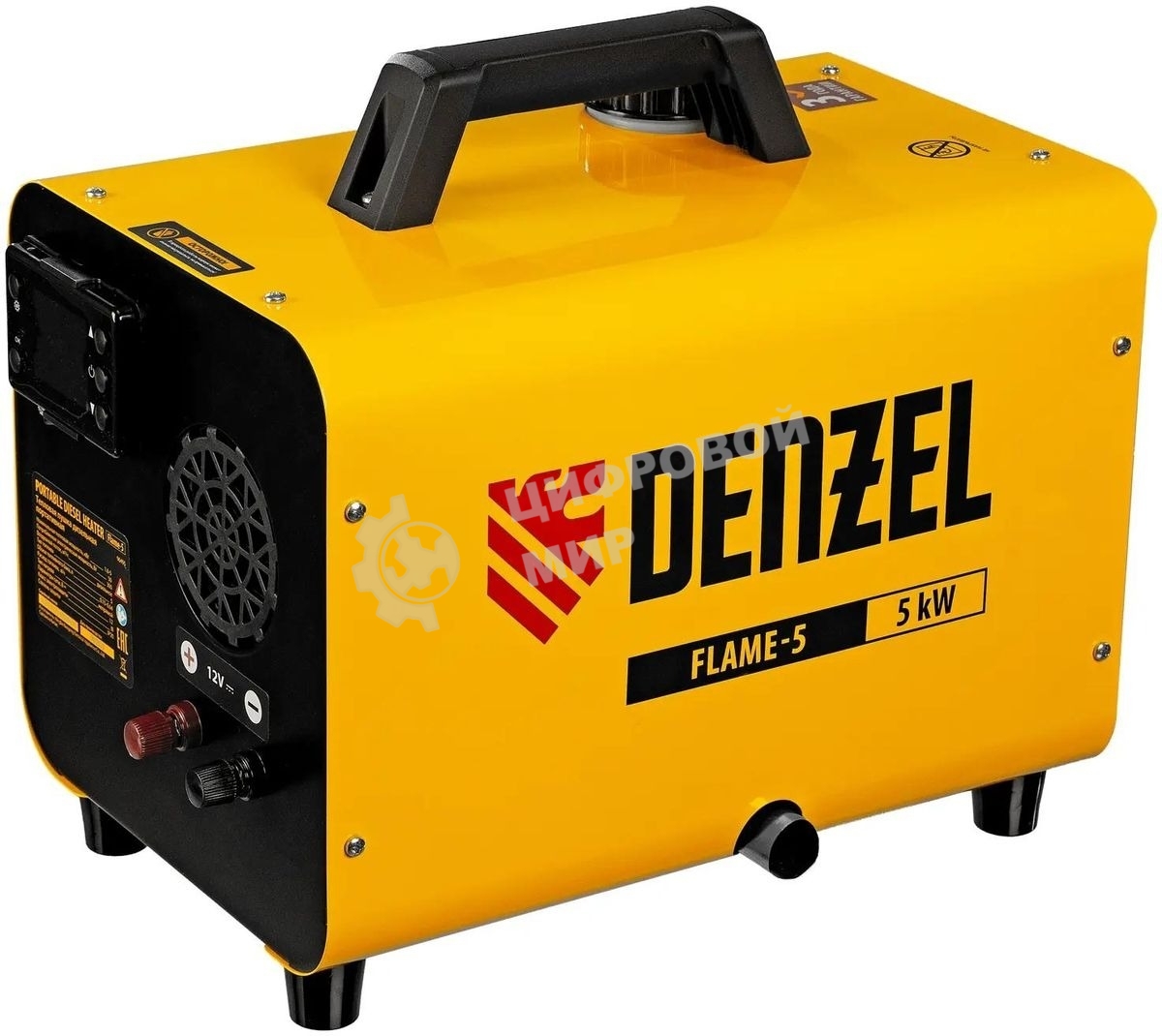 Дизельная тепловая портативная пушка Denzel Flame-5, 5кВт, 300м3/ч, непр.наг., циф. терм.