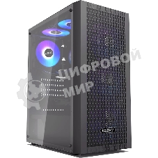 Корпус без блока питания PCCOOLER MA100 MESH BK, Mesh Mid Tower, черный, TG, 0.4 SPCC, 3x120мм ARGb ATX, mATX, mITX 160/310/180мм 2x2.5