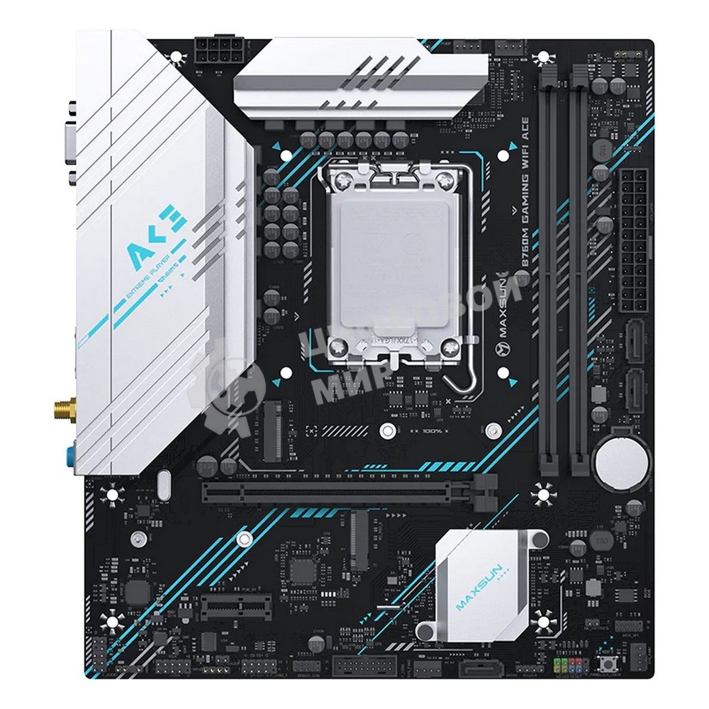 Материнская плата Maxsun B760M GAMING WIFI ACE, LGA 1700, Intel B760, 2xDDR5, 3xSATA, 2xM.2, 1xPCI-E 4.0 x16, 1xPCI-E x1, 1xHDMI, 1xVGA, 1x 1Gb LAN, 2xUSB 2.0, 4xUSB 3.2 Gen1, 7.1, mATX