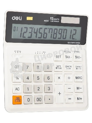 Калькулятор бухгалтерский Deli EM01010 белый 12-разр.