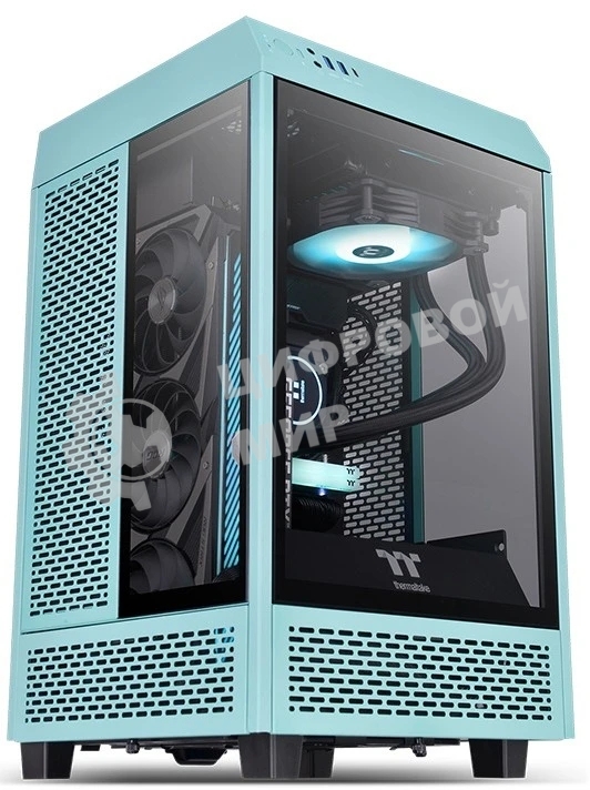 Компьютерный корпус Thermaltake The Tower 100 Turquoise черный без БП miniITX 1x120мм 3x140мм 2xUSB 3.0 audio bott PSU