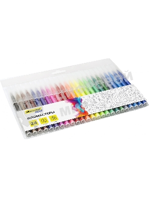 Фломастеры Silwerhof Color 9мм 145мм, круглый корпус, пулевидный пишущий наконечник, вентилируемый колпачок, 24 цвета, пакет с европодвесом