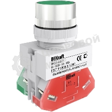 Выключатель кнопочный DEKraft ABLF 22 мм ЗЕЛЕНЫЙ 220В ВK-22