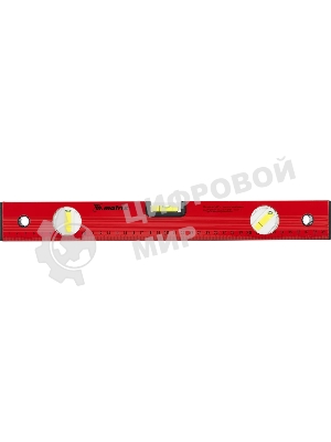 Уровень Matrix алюминиевый, 400 мм, 3 глазка, красный, линейка