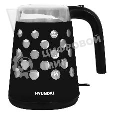 Чайник электрический Hyundai HYK-G2012 1.7 л, 2200 Вт, черный/прозрачный (корпус: пластик)