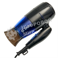 Фен Delta DL-0907 черный/синий, 1400 Вт, компактный