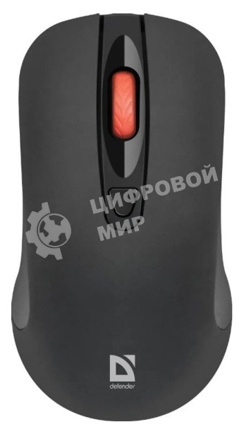 Мышь беспроводная Defender Nexus MS-195 черный, 1600 dpi, радиоканал, USB, кнопки - 4