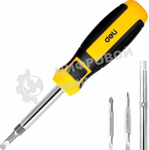Многофункциональная отвертка 6-в-1 Deli DL260206 В комплекте биты SL5, SL6, PH1, PH2