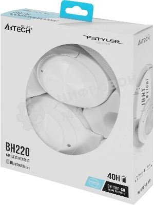 Беспроводные/проводные наушники A4Tech Bloody BH220 белый, полноформатные, Bluetooth + проводной, до 80 ч